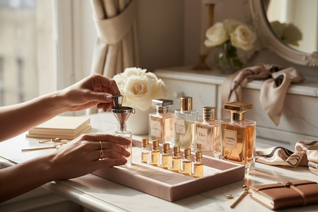 Artisanal perfume decanting process